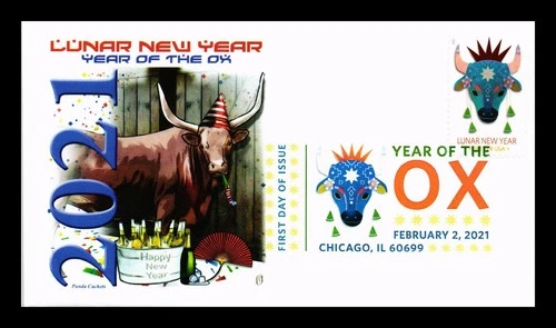 US COVER LUNAR NEW YEAR OF THE OX FDC PANDA CACHET PICTORIAL CANCEL