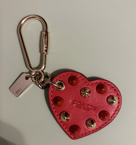 Coach Red Leather Heart Studded Bag Charm