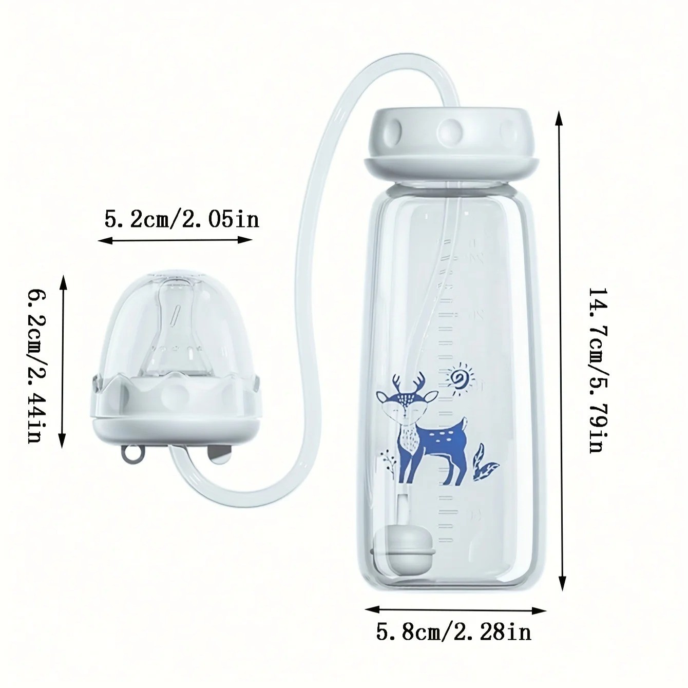 8oz Anti-Colic Baby Bottle with Straw Breastfeeding Newborn 