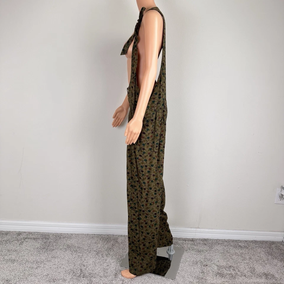 Mono Free People Floral Talla 10 Boho Retro Cottage Verde Rayón Foto 2 de 4