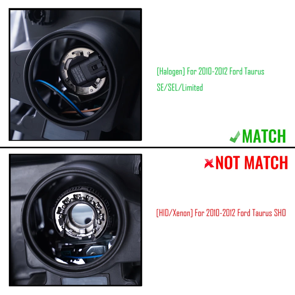 Halogen Projector Headlight For 2010-2012 Ford Taurus SE SEL Limited Right Side Foto 3 de 4