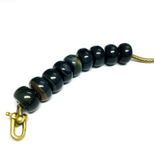 10 Pcs. Natural Black Tiger Eye's Gemstone 5mm Big Hole Large Hole Beads 14x8mm