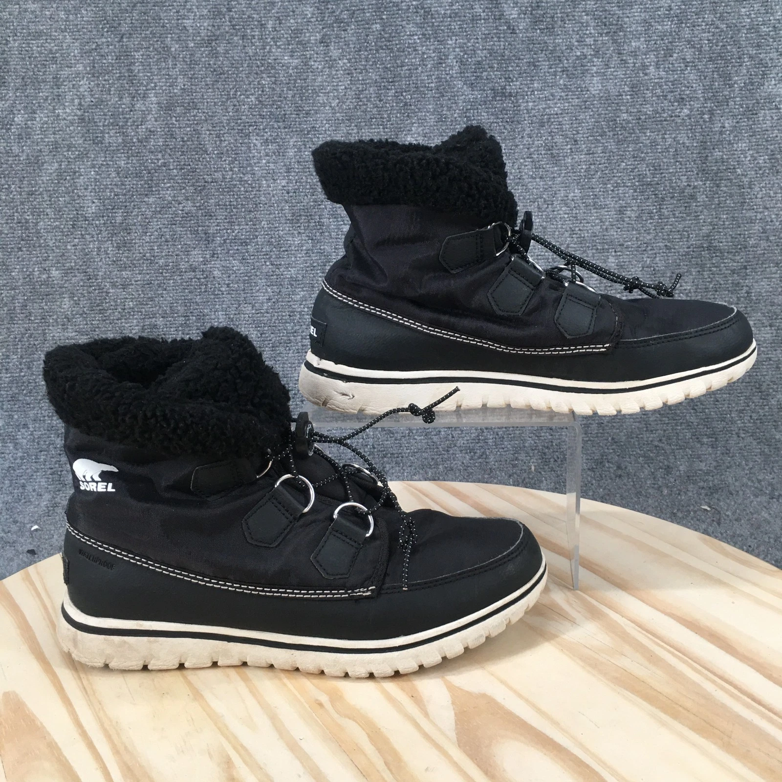 Sorel Boots Womens 9.5 Cozy Carnival Snow Lace Up Winter Comfort Black Canvas