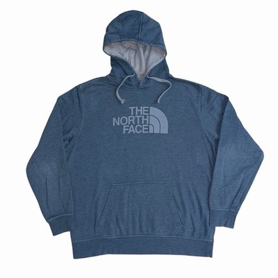 The North Face Hoodie Mens XL Half Dome Fleece Sweatshirt Pullover Blue FLAWS