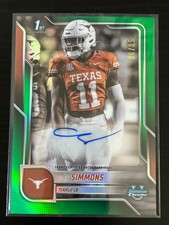 Colin Simmons 2025 Bowman University Chrome Texas Rookie Auto Green /99