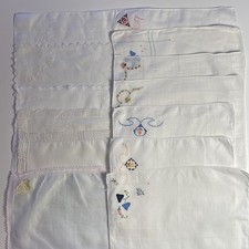 Lot of 13 Vintage Ladies Handkerchiefs Linen Hand Embroidered 9 - 11.5 inches