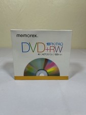 Memorex 10 Pack DVD-RW 4x 4.7GB 120 Minute Blank Discs w/ Slim Cases -New Sealed