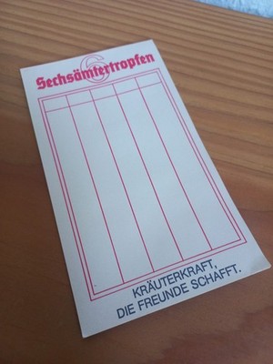 Alter Block Sechsämtertropfen Werbung Reklame Spirituosen Kellnerblock