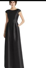 NWT Alfred Sung Cap Sleeve Pleated Dress Gown with Pockets Size 8R
