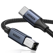 UGREEN USB C 3 FT Printer Cable, Nylon B to C Cord for 3 FT, Black