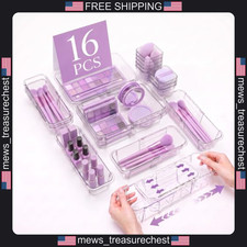 Drawer Organizer Set 16 Pcs Expandable Plastic Storage Bins for Kitchen Office
