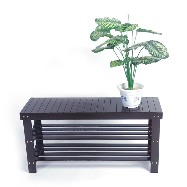 3 Tier Bamboo Shoe Rack Bench Storage Seat Organizer Shelf Entryway Hallway Home