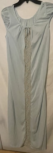 SHADOWLINE Vintage BABY BLUE PEIGNOIR Nightgown With Makeup Robe Set 2pc M - Picture 1 of 10