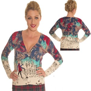 TOP //TUNIC VINTAGE ALTERNATIVE PURPLISH LONDON RED SWIRLS MINI DRESS