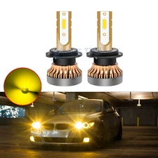 3000K Yellow LED 100W H7 High Beam Headlight as Daytime Running Light DRL Bulbs