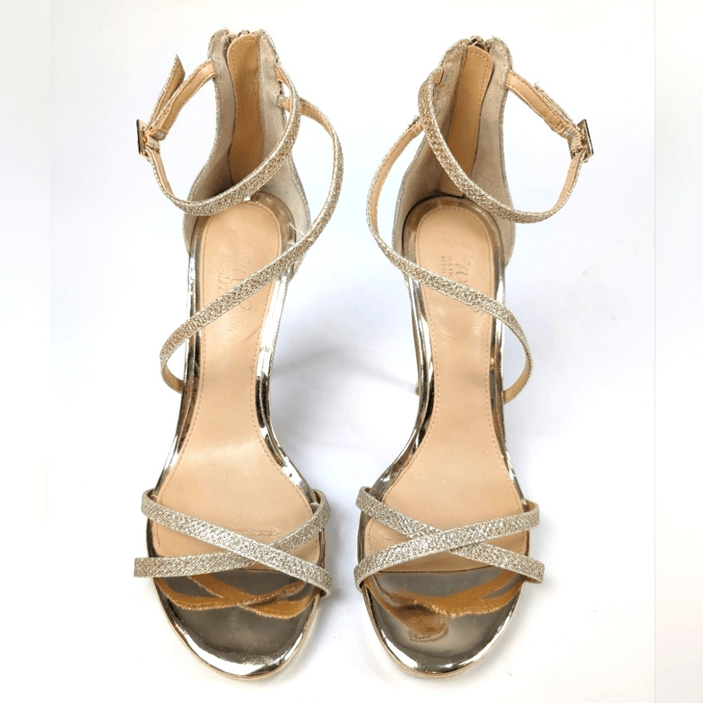 Jewel by Badgley Mischka Gold Metallic Heels Strapy with ankle
