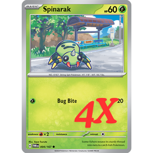 4X Pokemon TCG Spinarak 004/167 Twilight Masquerade Regular Card English 2024 NM - Picture 1 of 1