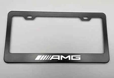 Laser Engraved Mercedes Benz AMG Stainless Steel  Black LICENSE PLATE FRAME