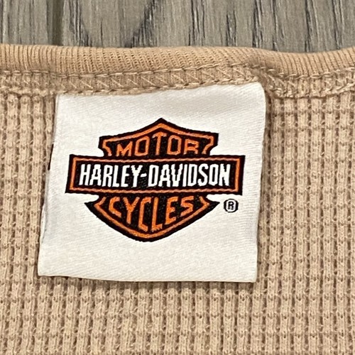 2005 MD Harley Davidson Henley Thermal Shirt Women’s XS/S* Tan Logo Long Sleeve - Picture 5 of 16