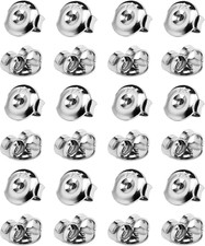 24PCS 925 Silver Earring Backs Replacements, 18K White Gold Plated Hypoallergeni