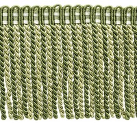 DÉCopro Zierborte Mit Fransen, Strickbund, Olive Garden Green, 1 Yard