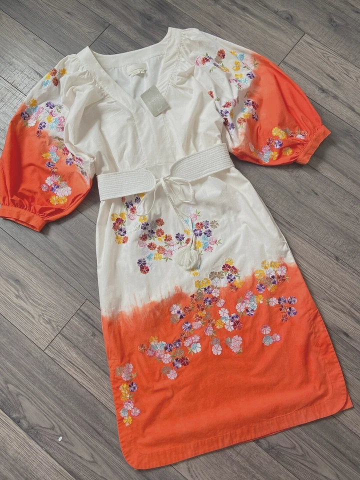 Anthropologie Puff Manga Clemence Vestido GB 6 Venta Nuevo con Etiqueta - Imagen 1 de 4