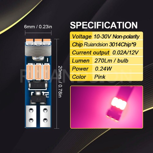 74 17 T5 W6W LED Wedge Mileage Instrument Panel Lamp Indicator Light Bulb 10-30V - Picture 11 of 12