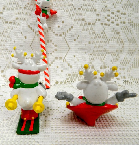 3 New VTG CHRISTMAS WHITE REINDEER PVC Skier - Saucer Sled - Pencil by APPLAUSE - Picture 7 of 12