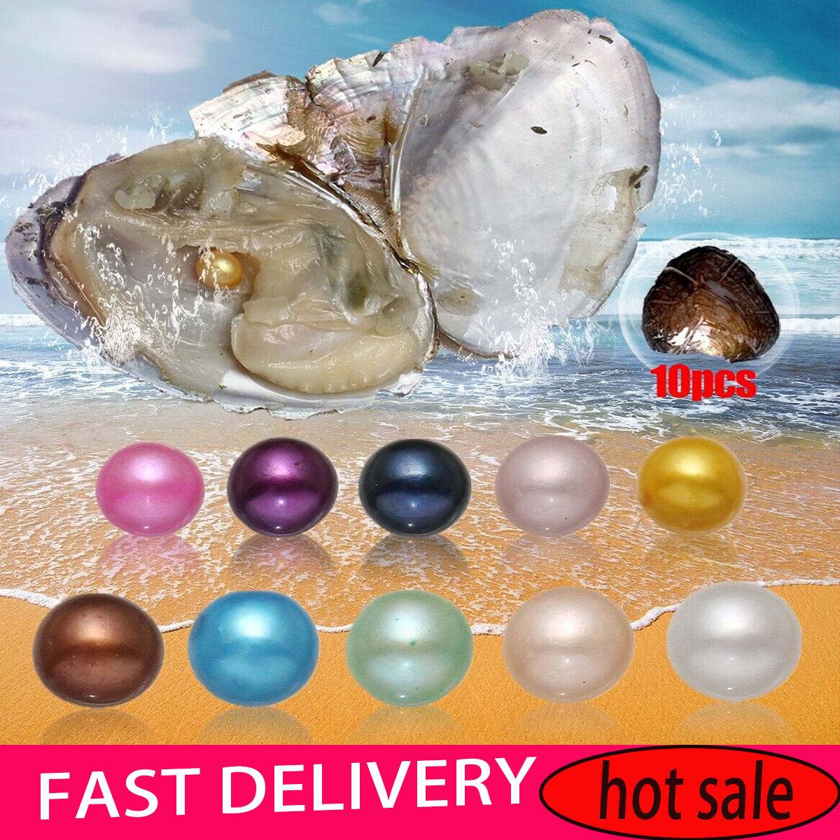 10x Freshwater Akoya Pearl Oysters with Large Real Pearls Bulk