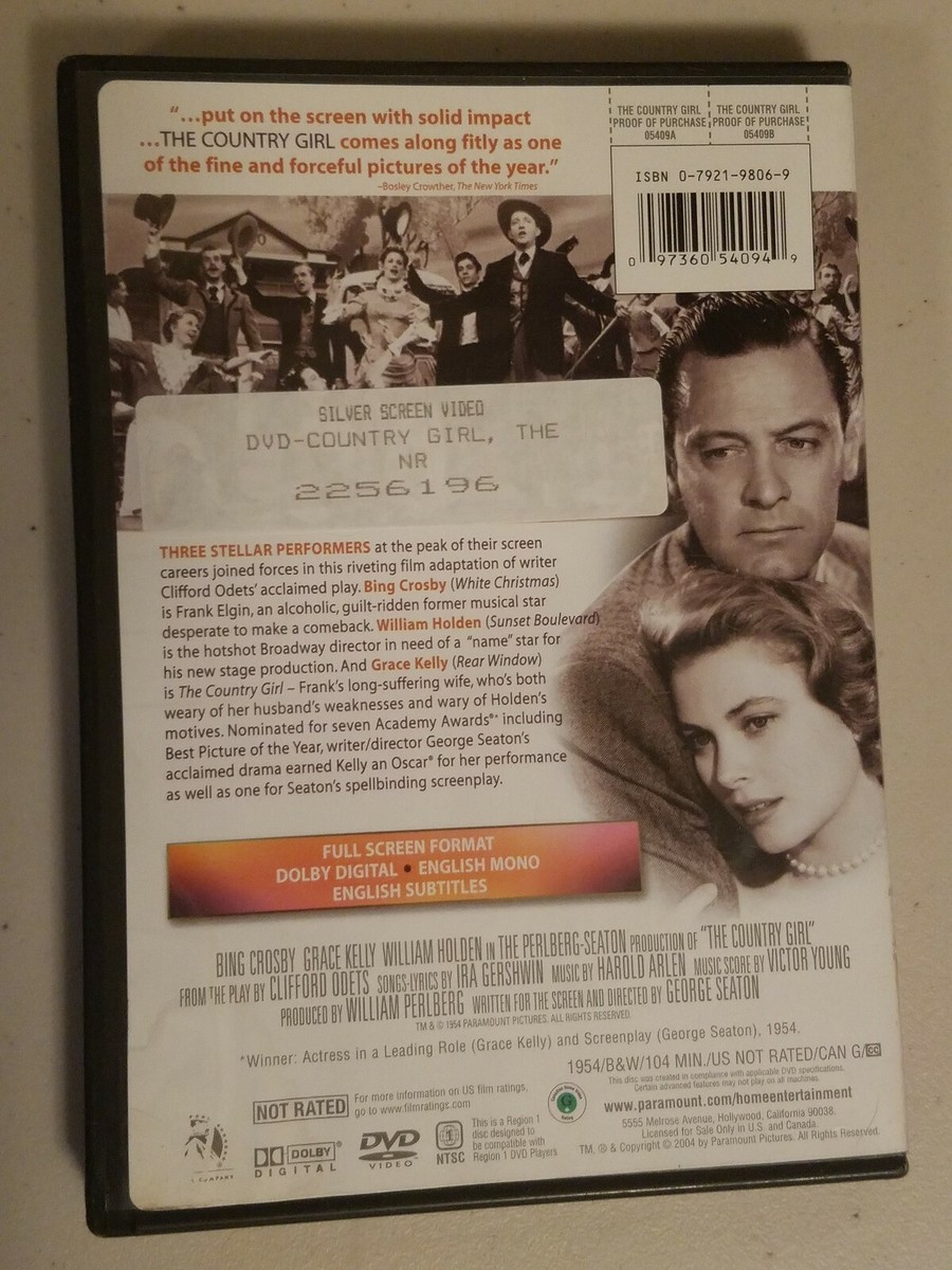 The Country Girl (DVD, 1954) Bing Crosby, Grace Kelly, William