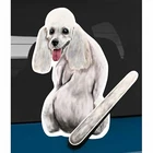 White Poodle Dog Rear Car Window Sticker + Wagging Tail To Fit On Wiper Arm