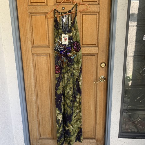 Spy zone Exchange Beaded Sequins Floral Embroidered Maxi dress S