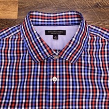Banana Republic Non Iron Slim Fit Shirt Adult Large Plaid Button Up