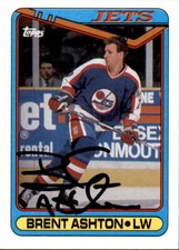 Brent Ashton Signed Auto 1990-91 Topps card Winnipeg Jets