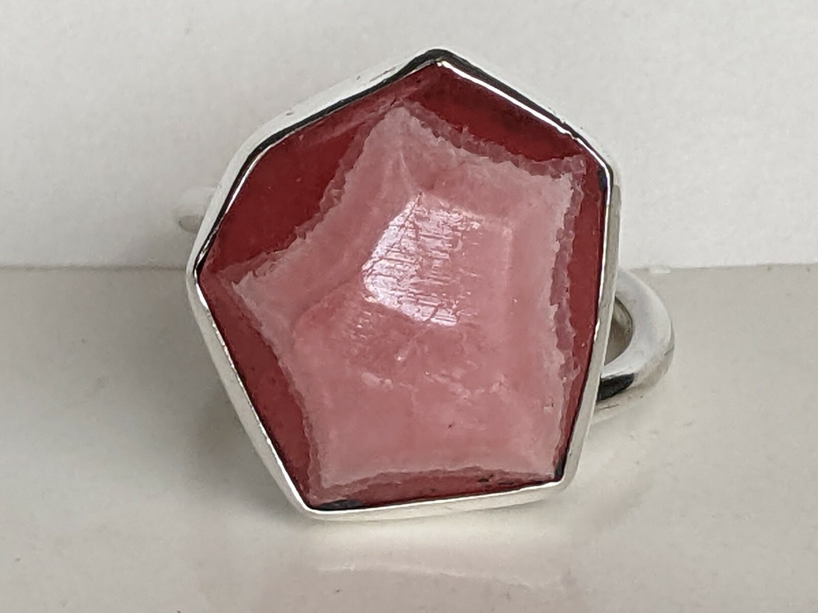 Sterling Silver Pink Geode Slice Ring Natural Sto… - image 5