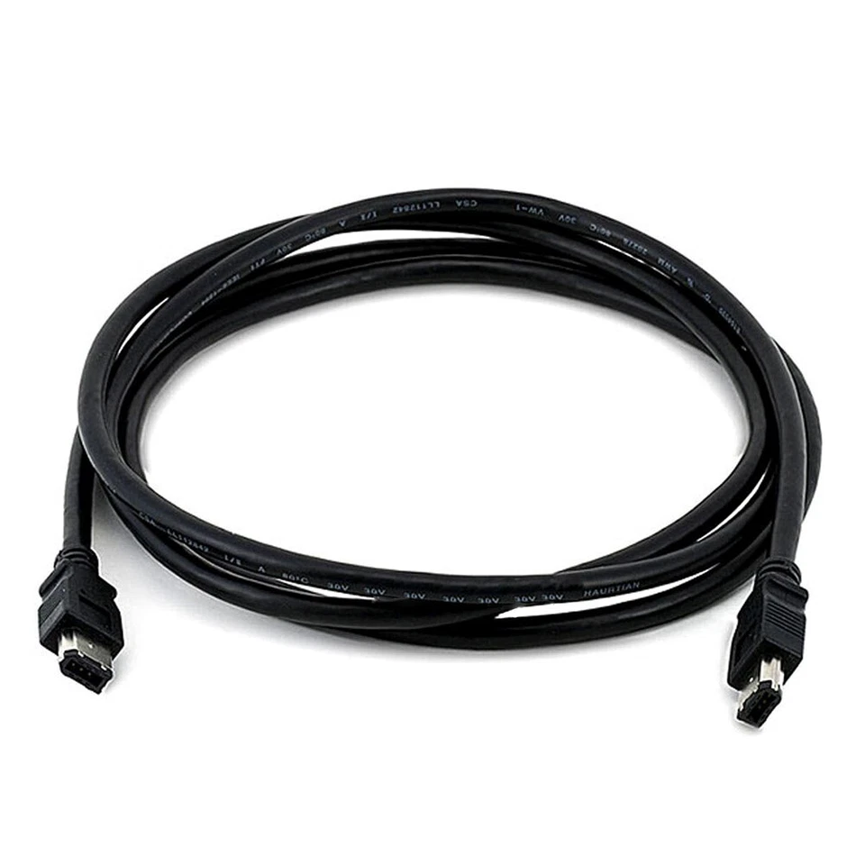 6FT Firewire 400 6 to 6 Pin Male IEEE 1394 iLINK Cable PC MAC 6' Black - Image 2 of 2