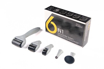 5-in-1 and 6-in-1 Titanium Micro Needle Derma Roller Skincare Kit - Purple/Gray