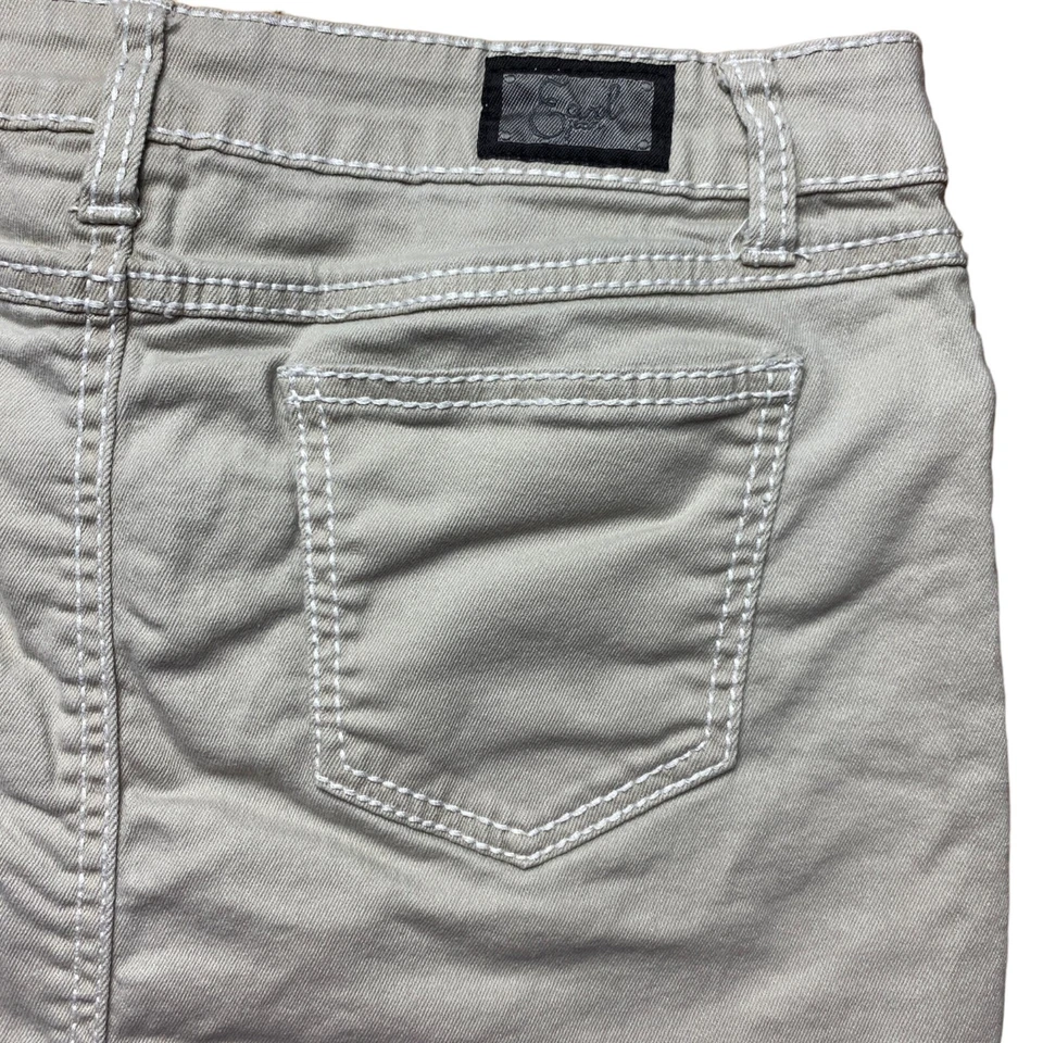 Earl Jeans cotton stretch mini pencil skirt beige cream neutral Western casual 8 - Image 2 of 4