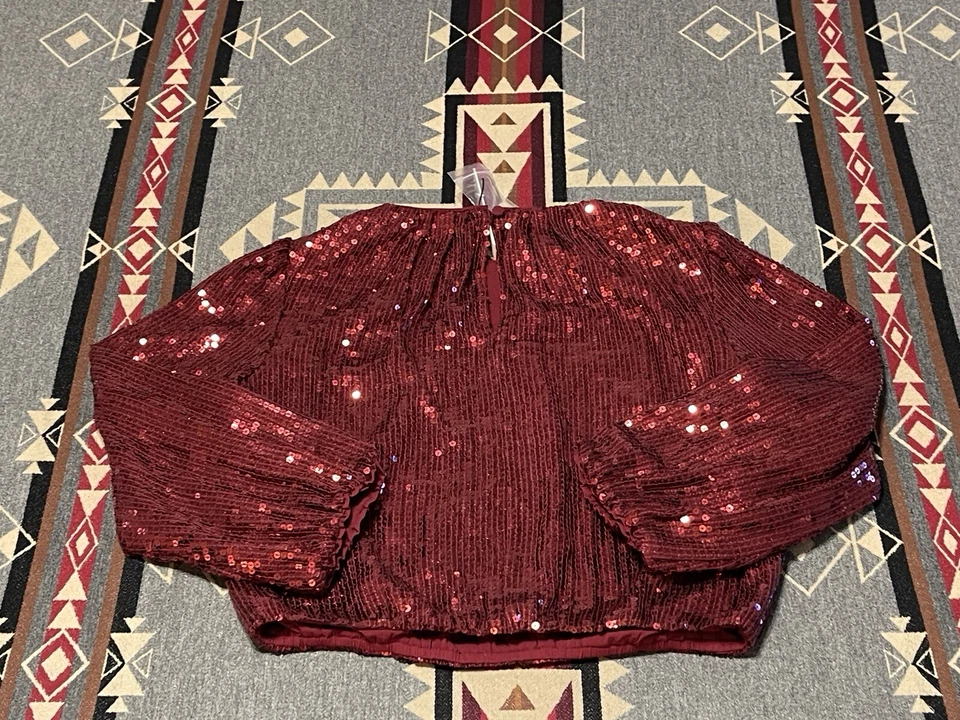 Top Alice + Olivia para mujer talla S Ávila rojo lentejuelas corto nuevo con etiquetas $350 M12 Foto 2 de 4
