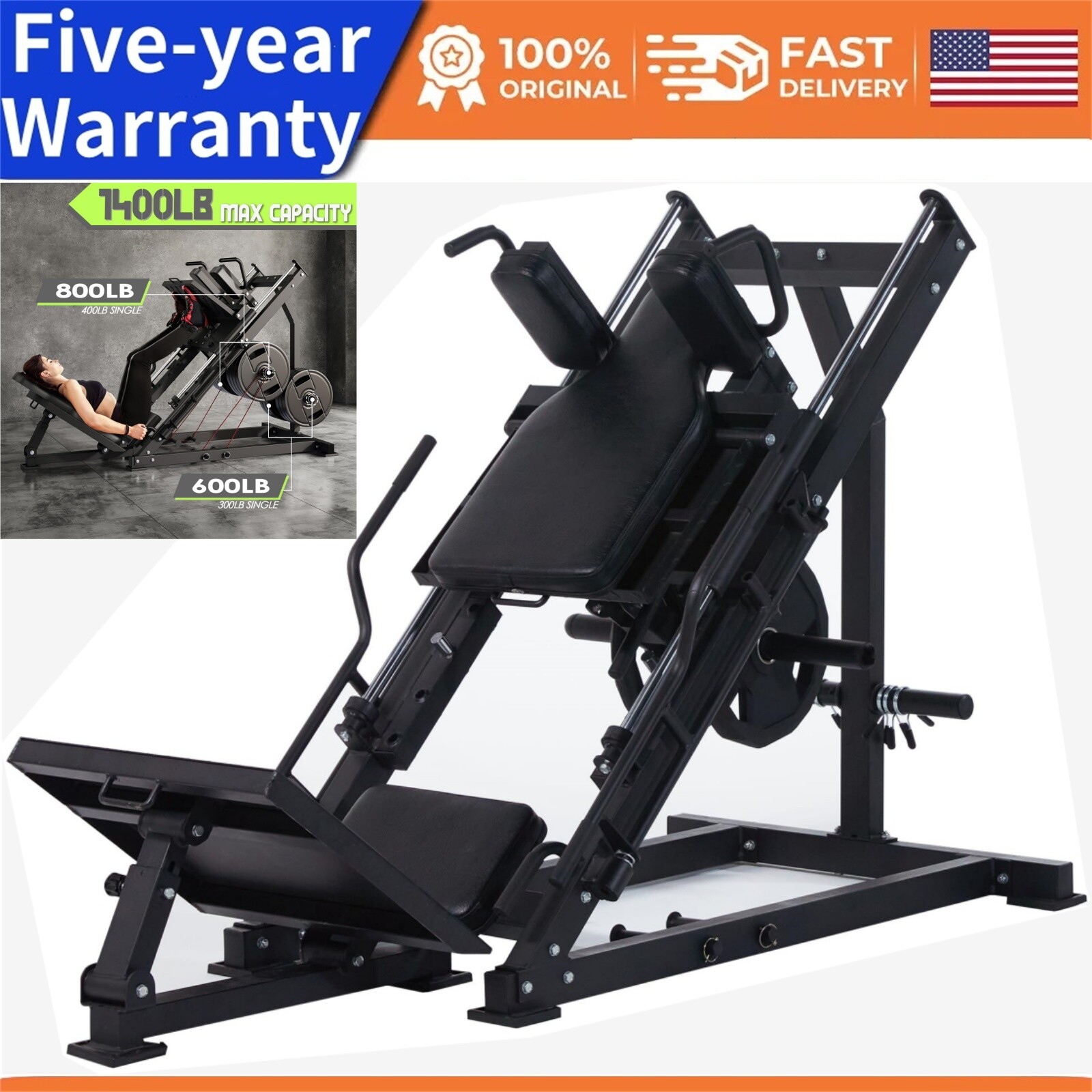 ✅🥇1400 Pounds Leg Press Hack Squat Machine 2 in 1 Leg P