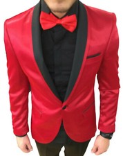 Designer party suit tuxedo red shine shawl collar men's suit wedding suit 52