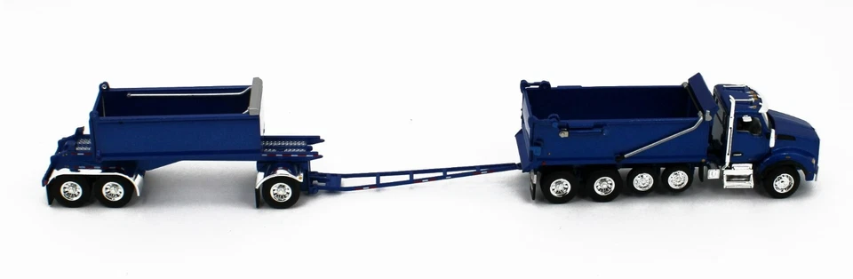 2022 DCP 1:64 *BLUE* Kenworth T880 Rogue Dump Truck & Transfer Dump Trailer NIB - Image 3 of 4