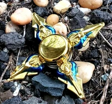 NEW Gold Blue Gamer Metal Fidget Spinner Toy Boys Girls Kids Adults ADHD Focus 