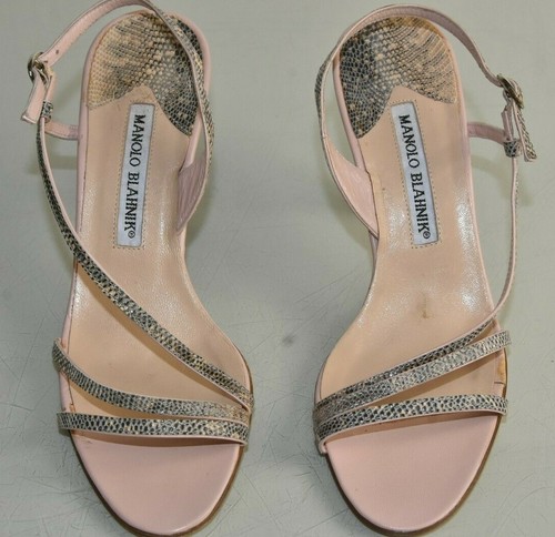 NEW Manolo Blahnik TUNICA Strappy EXOTIC LIZARD Sandals Pink Nude Shoes 36.5 - Picture 2 of 11
