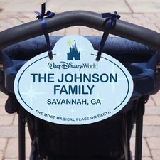 Custom Disney Stroller & Scooter Name Tag - Personalized Family ID Sign Parks
