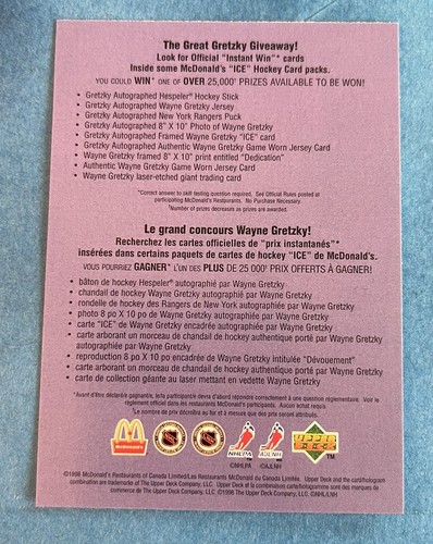 1998-99 Upper Deck Ice McDonald's Checklist - Picture 2 of 2