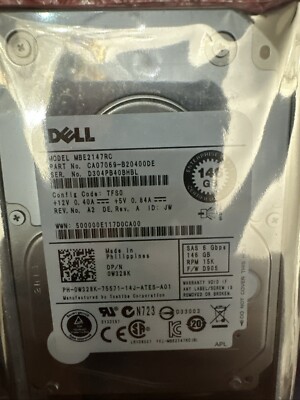 Dell MBE2147RC W328K 146 GB SAS 6 Gbps 15k HDD ~4'' Hard Drive w/ Mounting Caddy