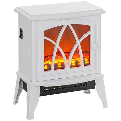 HOMCOM Electric Fireplace Stove,18'' Freestanding Fireplace Heater w/Realisti