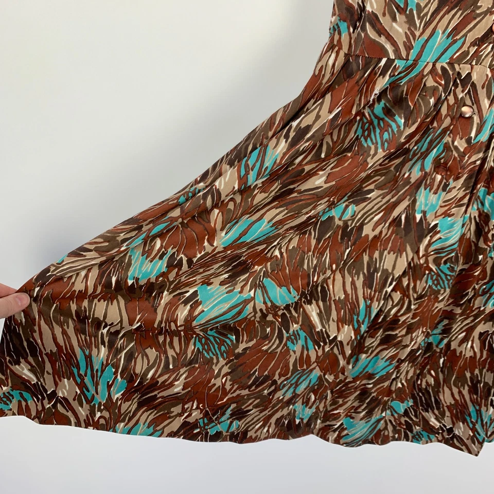 Cochecito Shelton Vintage Años 50 Abstracto Floral Vestido Twee 20 1/2 Busto 40" Tiene Agujero Foto 4 de 4