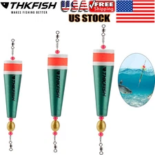 THKFISH 4Pcs Green Fishing Bobbers Fishing Popping Cork Float Rig Weighted Float